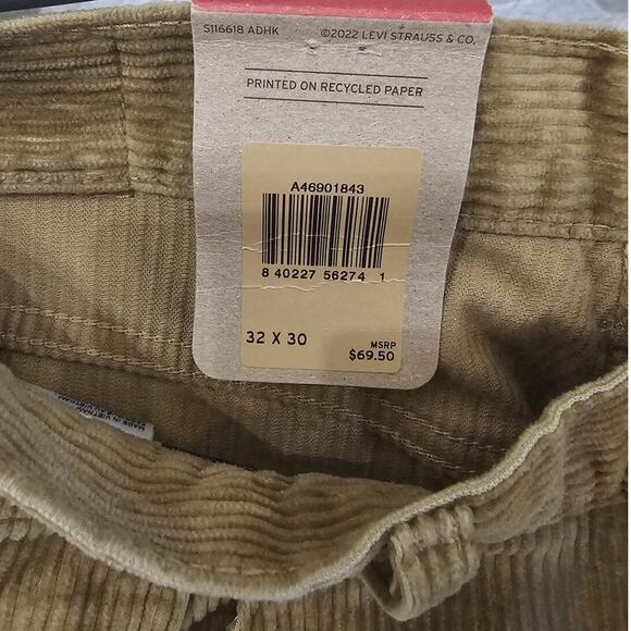 Levis Corduroy Pants Mens Size 32x30 Gorpcore Y2K Urban Streetwear Straight Leg - Picture 3 of 7